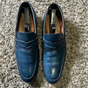 Massimo Matteo Men's Blue Leather Penny Loafers Size 8.5